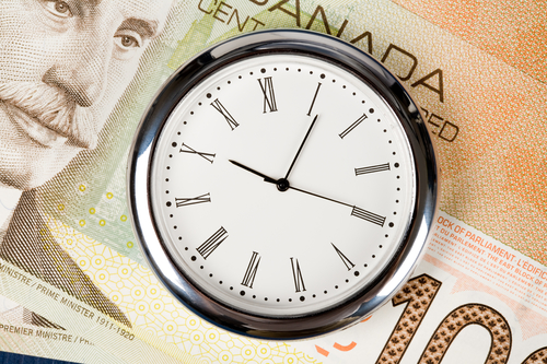 Time Is Money, Canadian Dollar And Clock