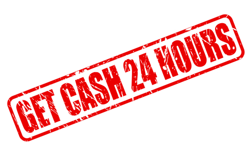GET CASH 24 HOURS RED STAMP TEXT ON WHITE