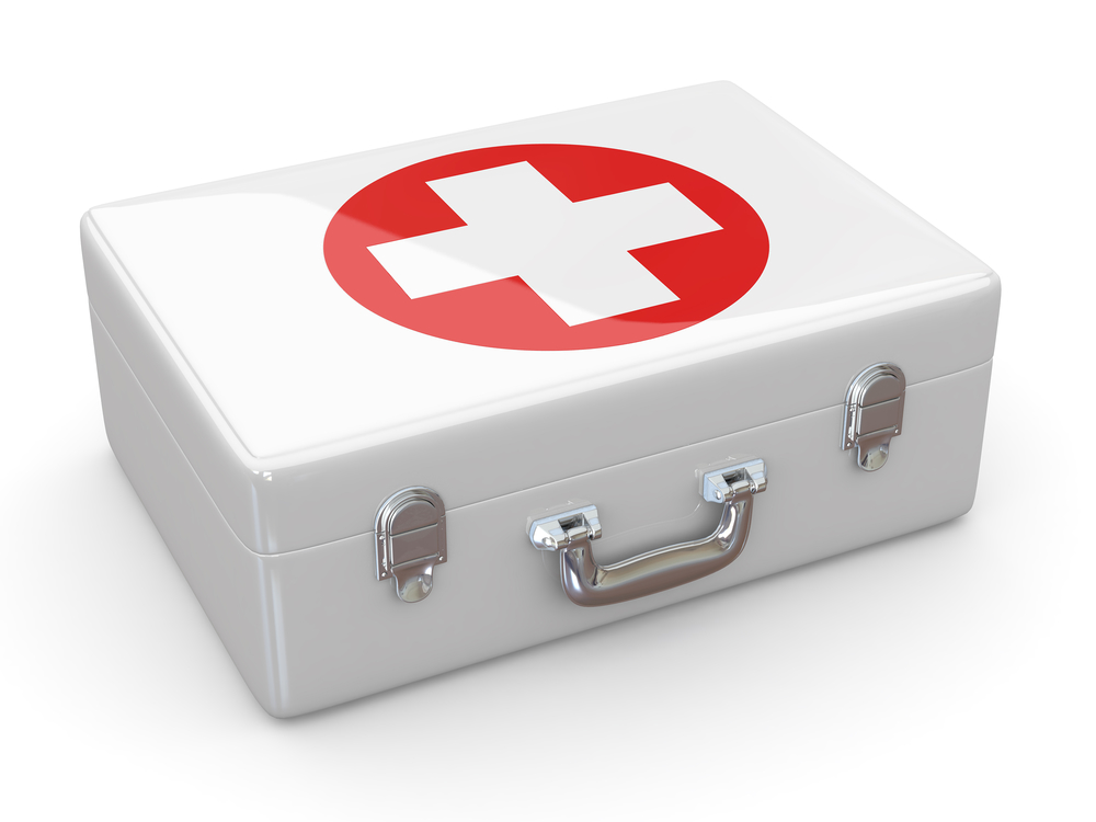 First Aids. Medical Kit On White Isolated Background. 3d